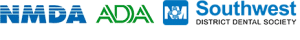 Dental association logos: NMDA, ADA, Southwest District Dental Society