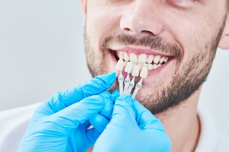 man at dentist for veneers